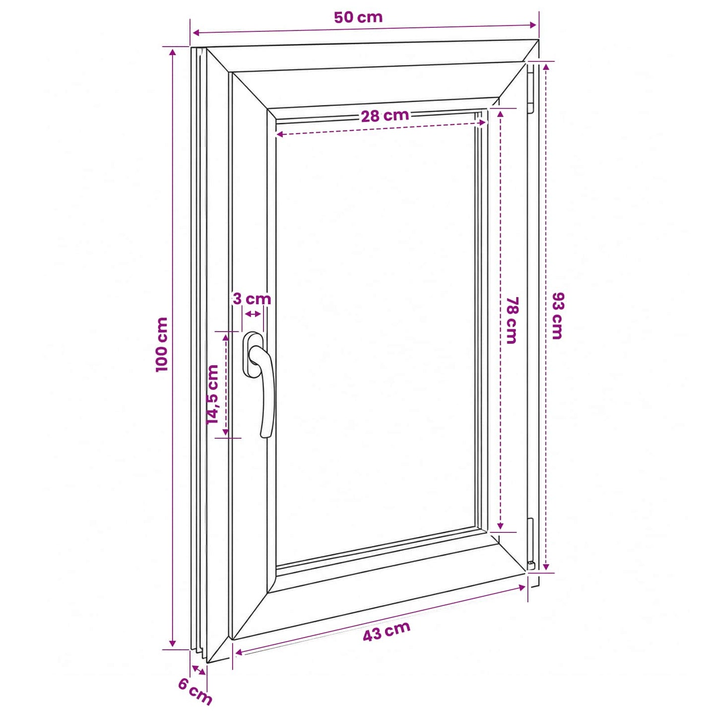 vidaXL Παράθυρο Κάτω Στρώματος RISOR 50 x 100 cm PVC και Γυαλί