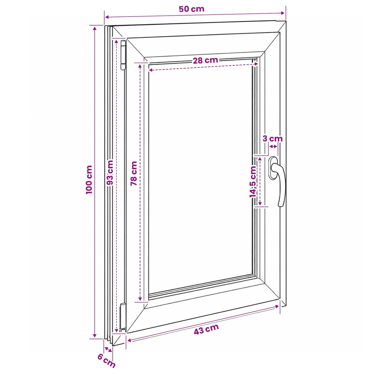 vidaXL Παράθυρο Κάτω Στρώματος RISOR 50 x 100 cm PVC και Γυαλί