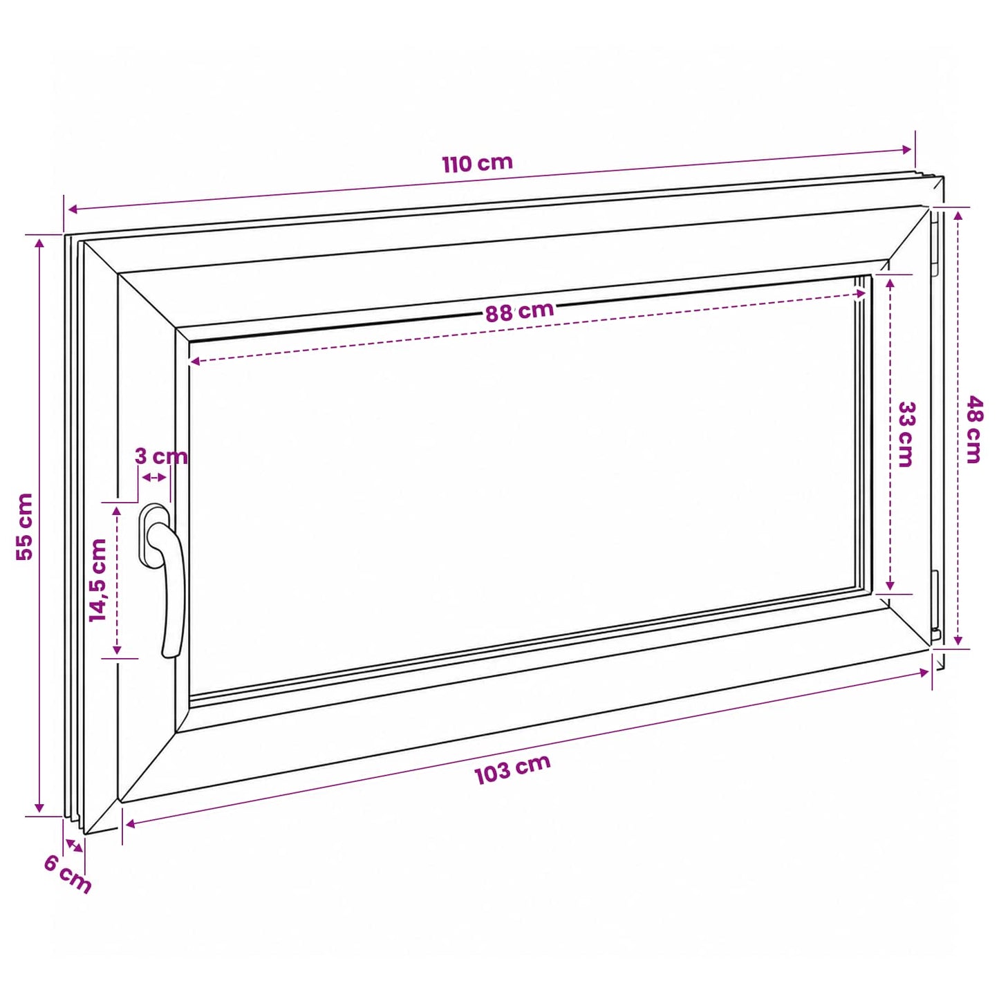 vidaXL Παράθυρο Κάτω Στρώματος RISOR 110 x 55 εκ. PVC και Γυαλί