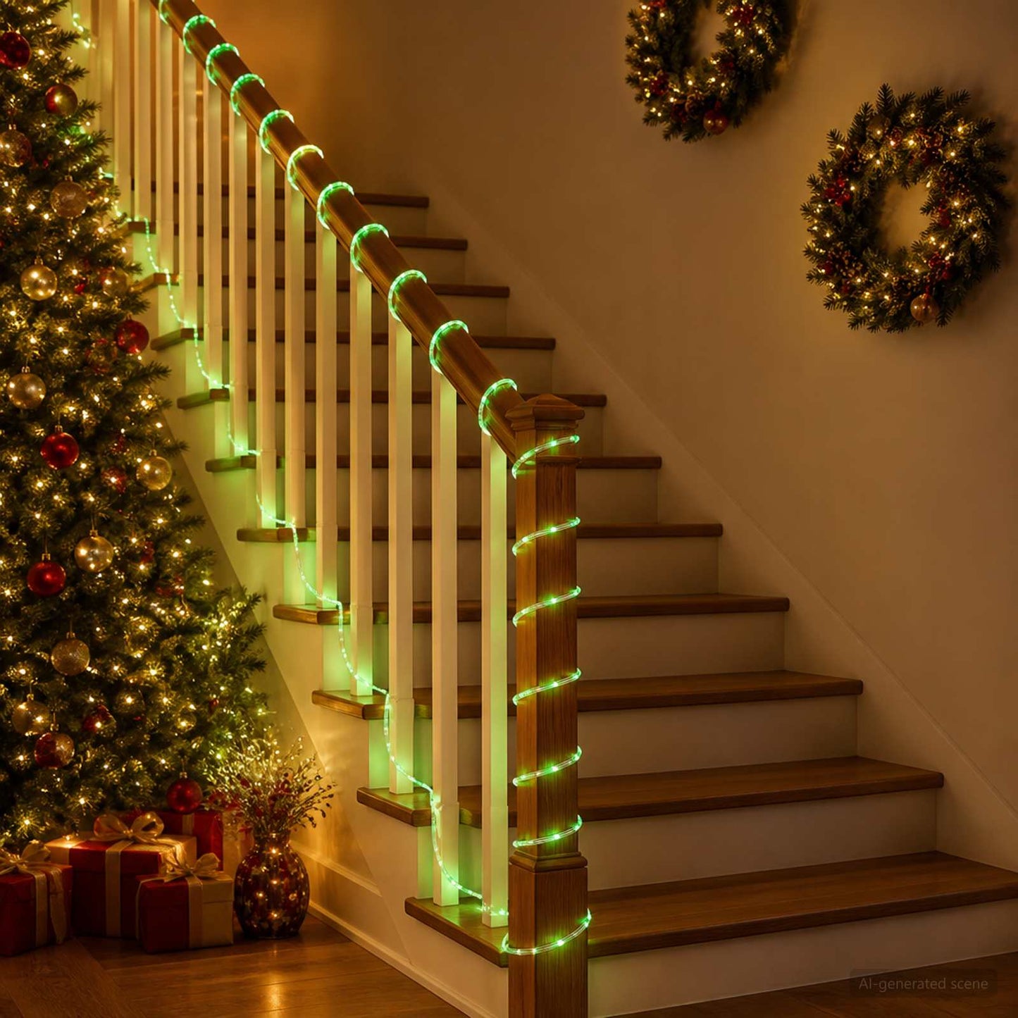 vidaXL Χριστουγεννιάτικος φωτοσωλήνας LED 2400 LED Πράσινο 100 m