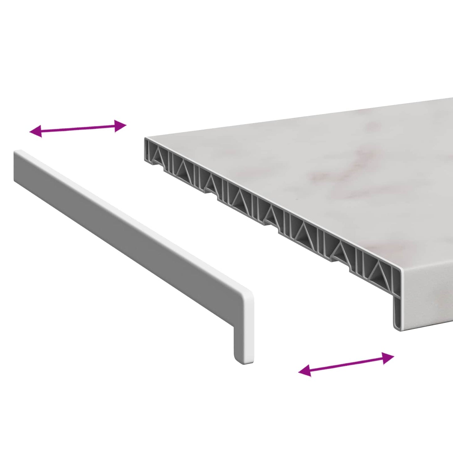 vidaXL Σαβανωτό Παραθύρου Μάρμαρο Κείμενο 160 x 45 x 4,5 εκ PVC