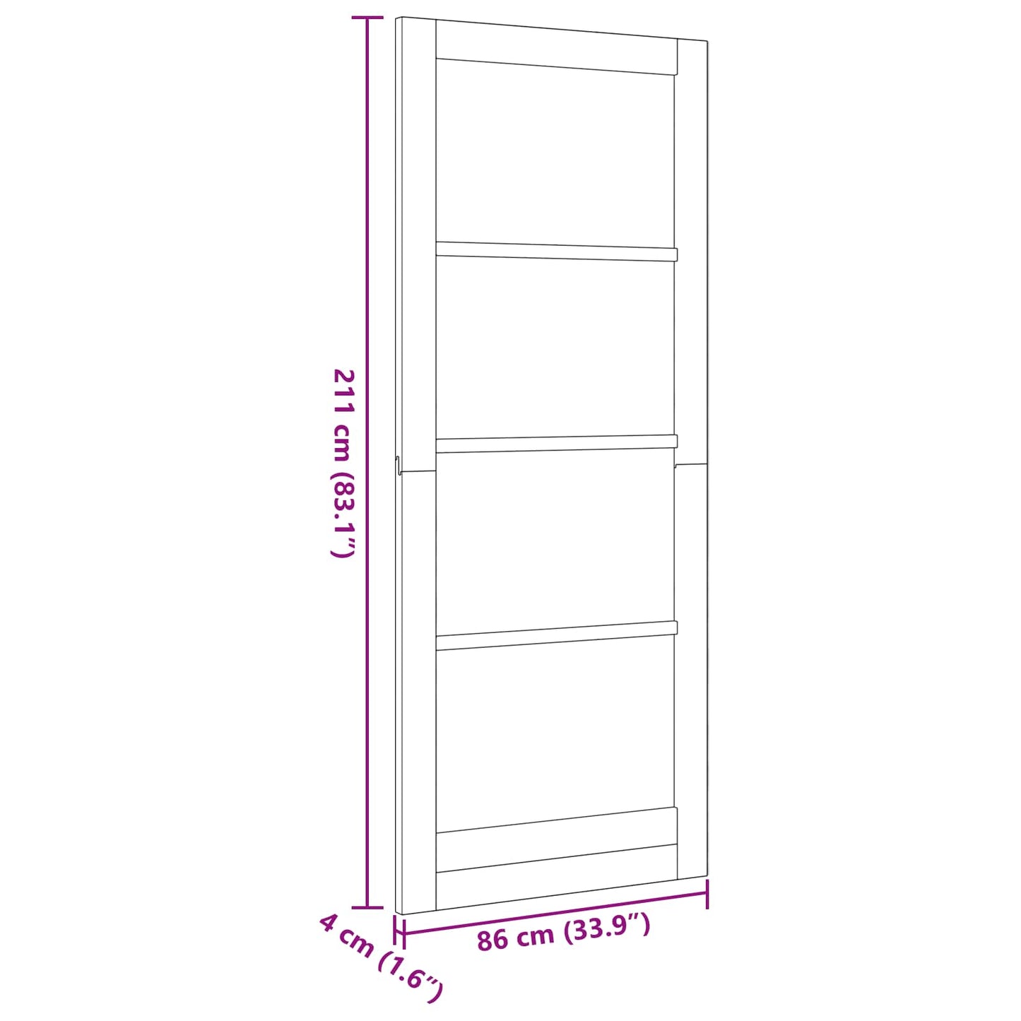vidaXL Εσωτερική Πόρτα 86 x 211 cm Κόντρα πλακέ Λευκό