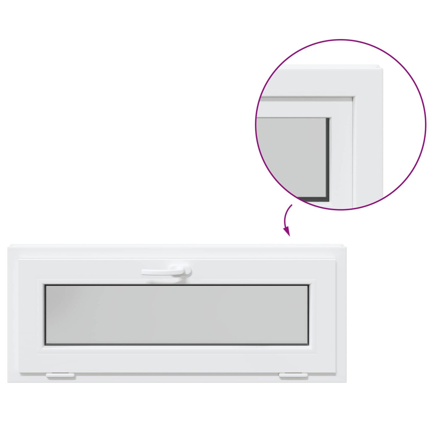 vidaXL Παράθυρο Κάτω Στρώματος RISOR 100 x 40 cm PVC και Γυαλί Λευκό