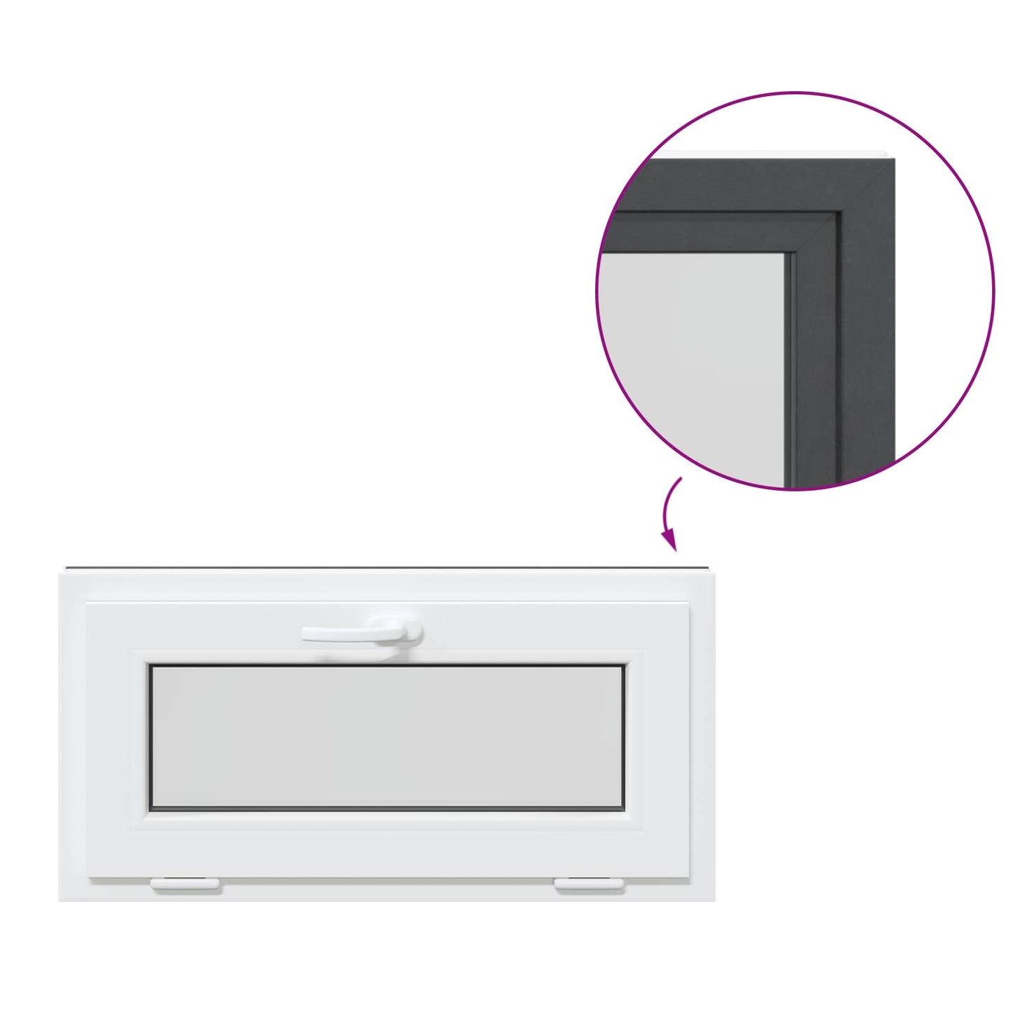 vidaXL Παράθυρο Κάτω Στρώματος RISOR 80 x 40 cm PVC και Γυαλί Ανθρακί