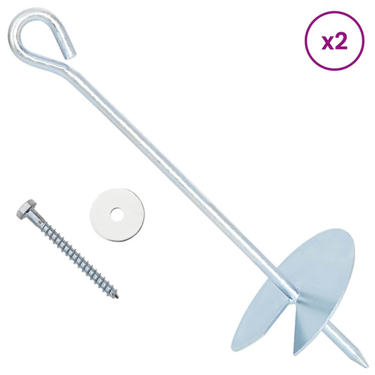vidaXL Γείωση 2 pcs Ασημί Ø10 x 30 εκ Γαλβανισμένο Μέταλλο