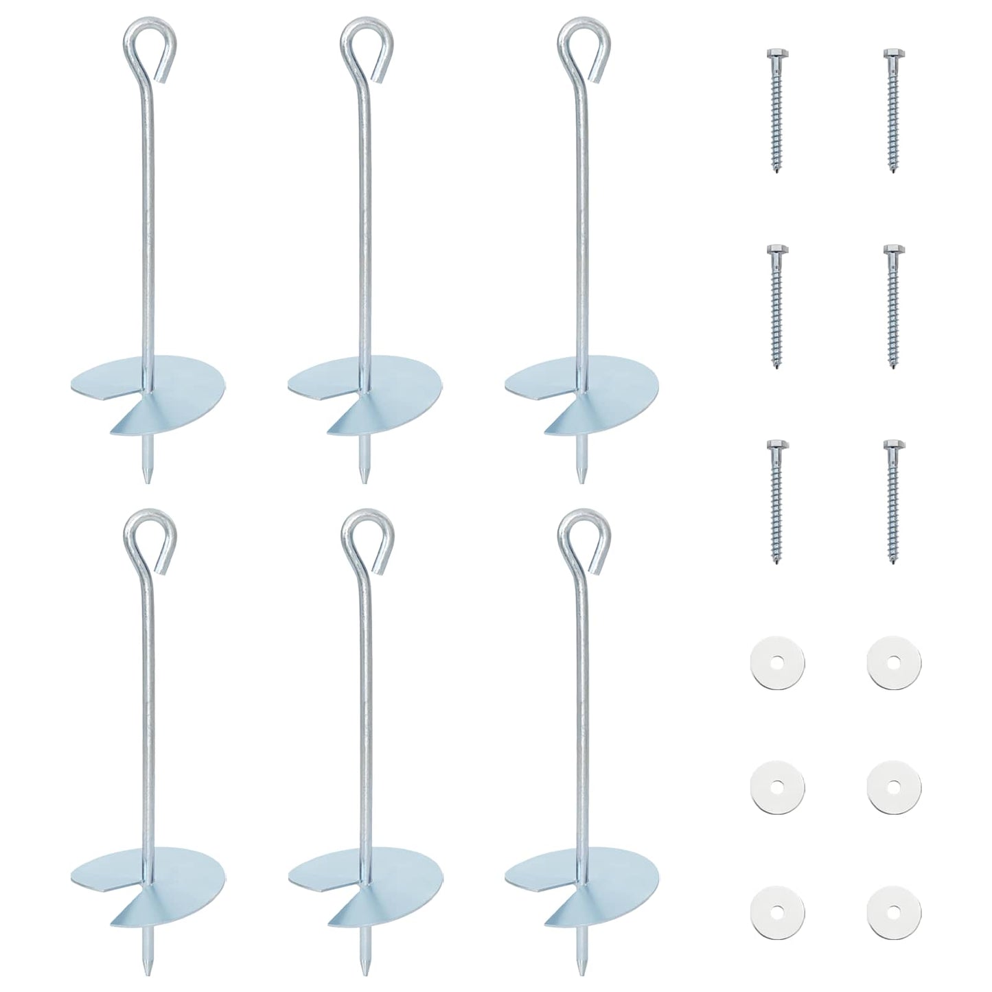 vidaXL Γείωση 6 pcs Ασημί Ø10 x 30 εκ Γαλβανισμένο Μέταλλο