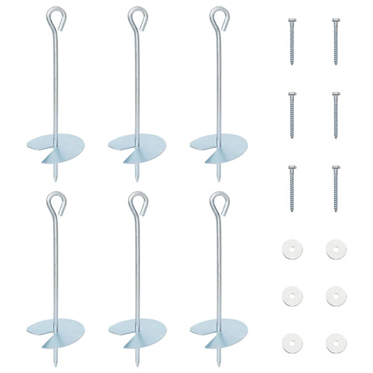 vidaXL Γείωση 6 pcs Ασημί Ø10 x 30 εκ Γαλβανισμένο Μέταλλο