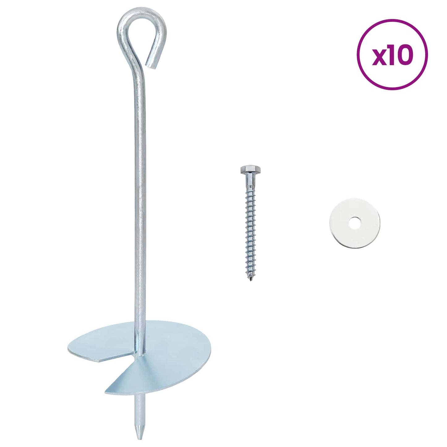 vidaXL Γείωση 10 pcs Ασημί Ø10 x 30 εκ Γαλβανισμένο Μέταλλο