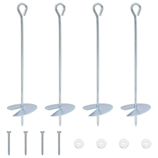 vidaXL Γείωση 4 pcs Ασημί Ø10 x 40 εκ Γαλβανισμένο Μέταλλο