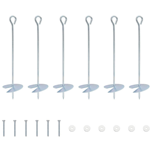 vidaXL Γείωση 6 pcs Ασημί Ø10 x 40 εκ Γαλβανισμένο Μέταλλο