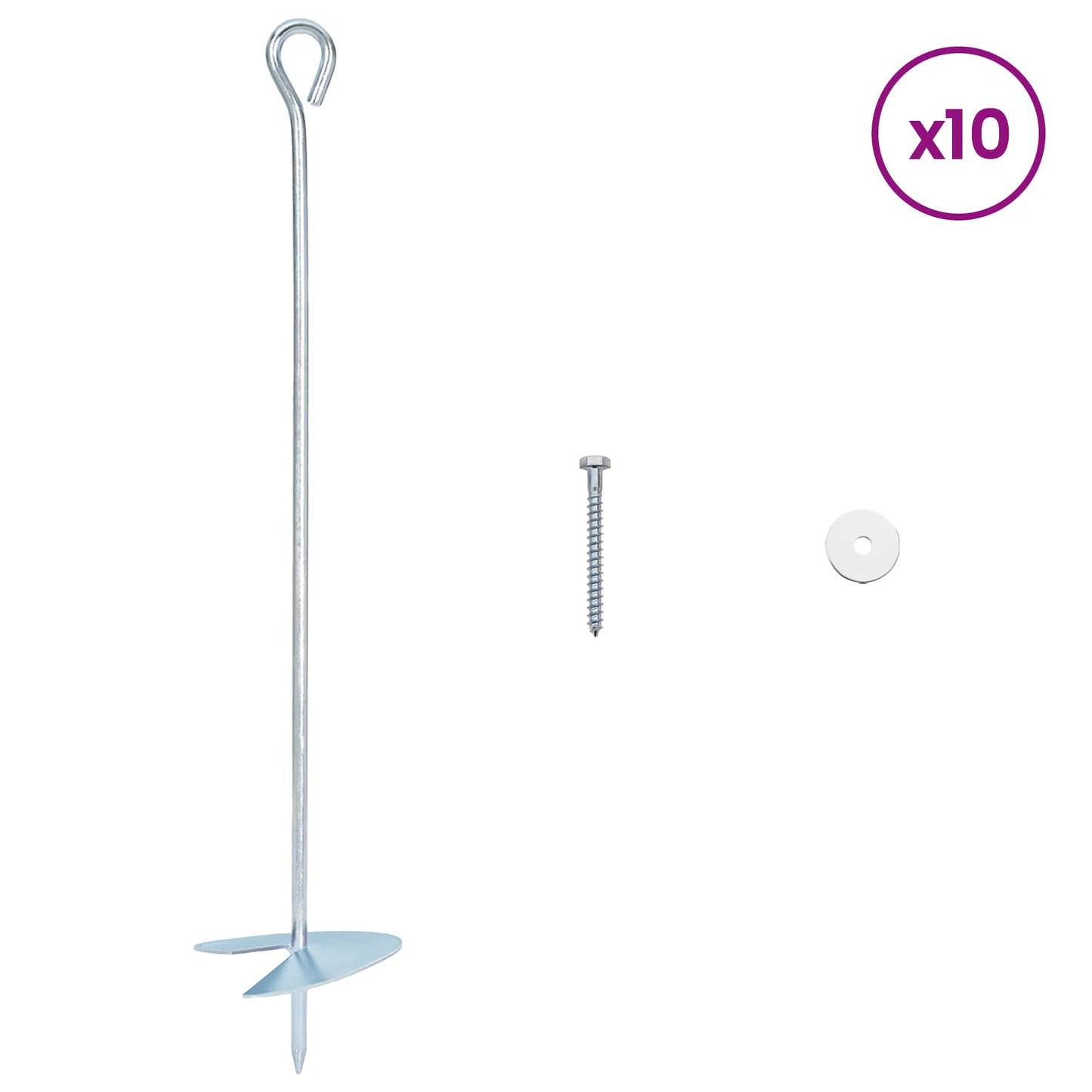 vidaXL Γείωση 10 pcs Ασημί Ø10 x 50 εκ Γαλβανισμένο Μέταλλο
