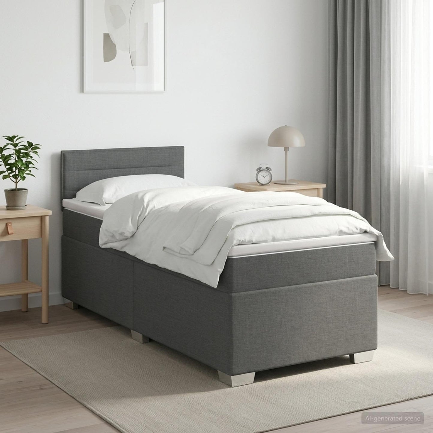 vidaXL Κρεβάτι box spring με στρώμα Σκούρο Γκρι 80 x 200 cm Ύφασμα