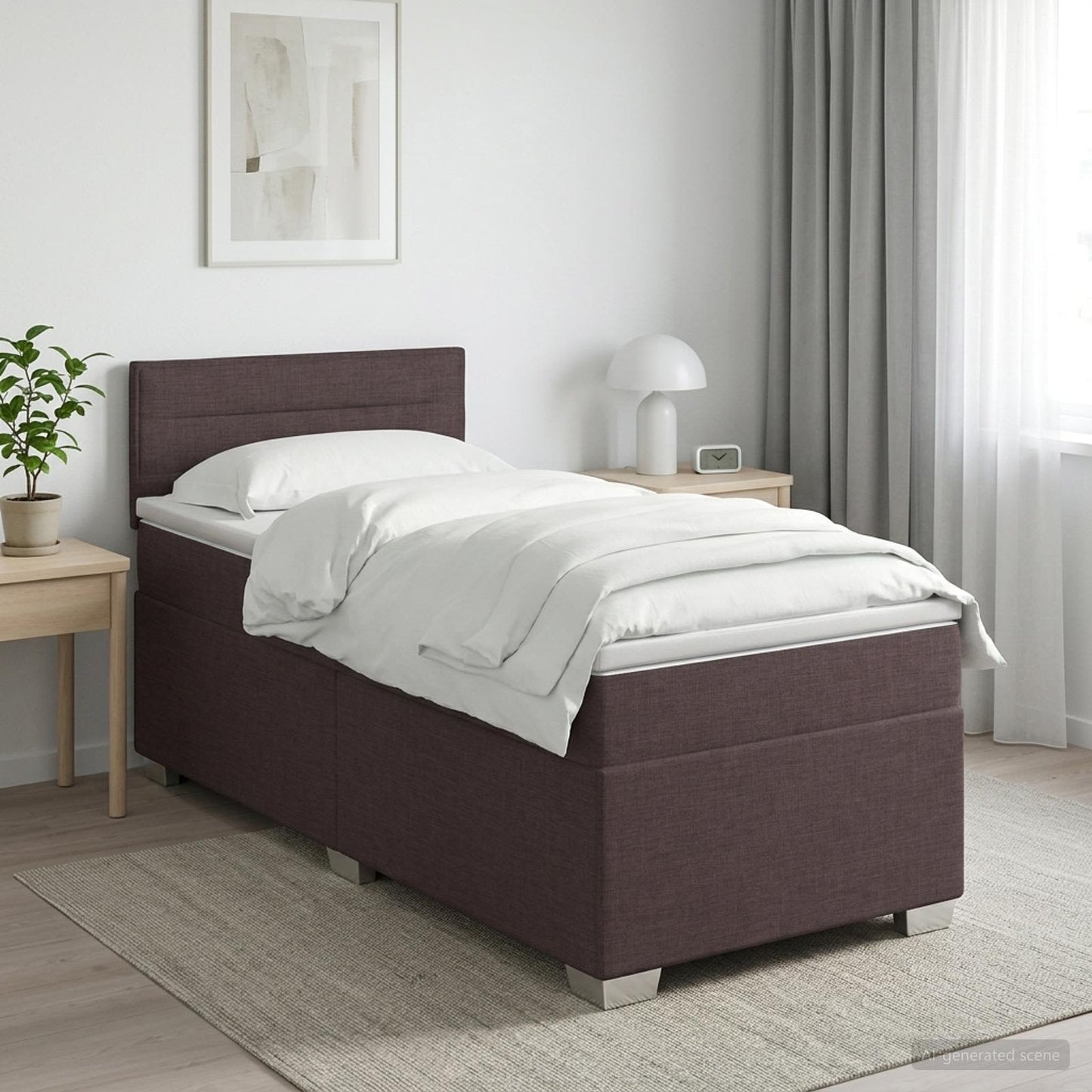 vidaXL Κρεβάτι box spring με στρώμα Σκούρο Καφέ 90 x 190 cm Ύφασμα