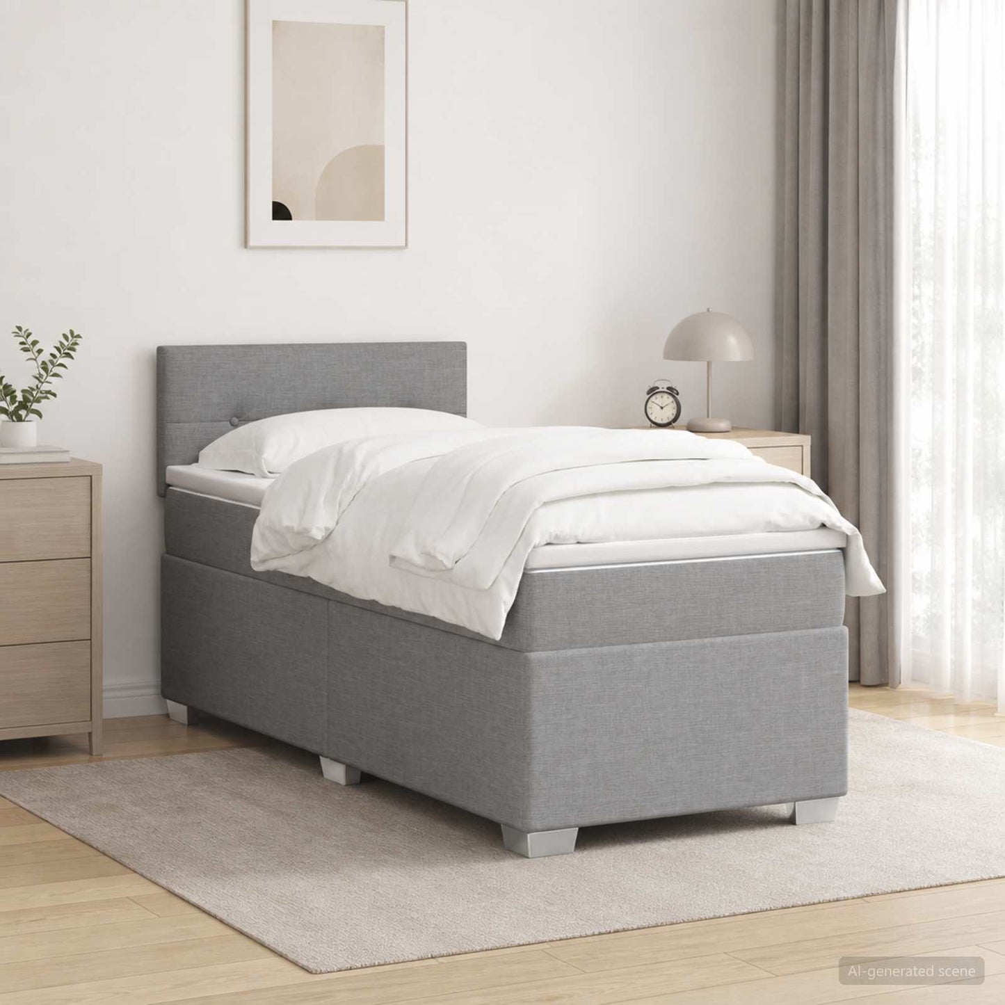 vidaXL Κρεβάτι box spring με στρώμα Ανοιχτό γκρι 80 x 200 cm Ύφασμα