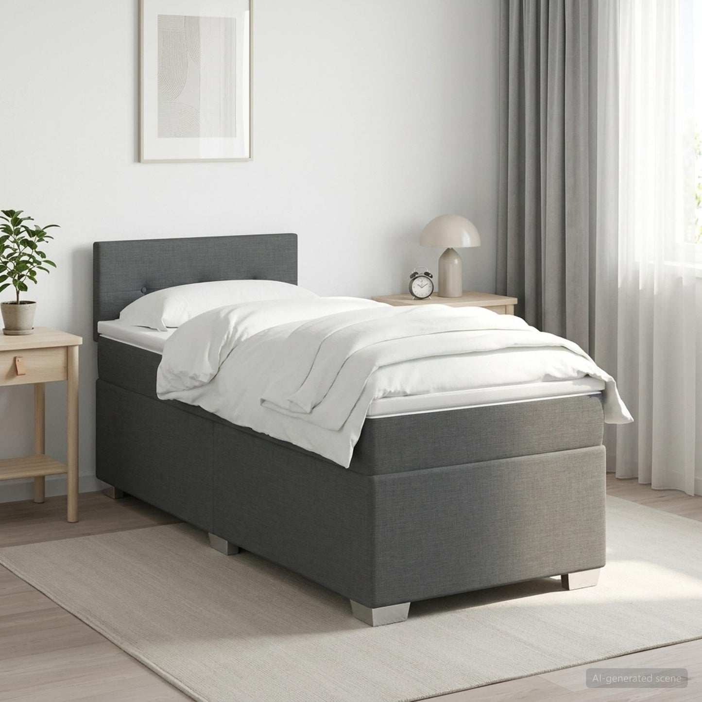 vidaXL Κρεβάτι box spring με στρώμα Σκούρο Γκρι 100 x 200 cm Ύφασμα