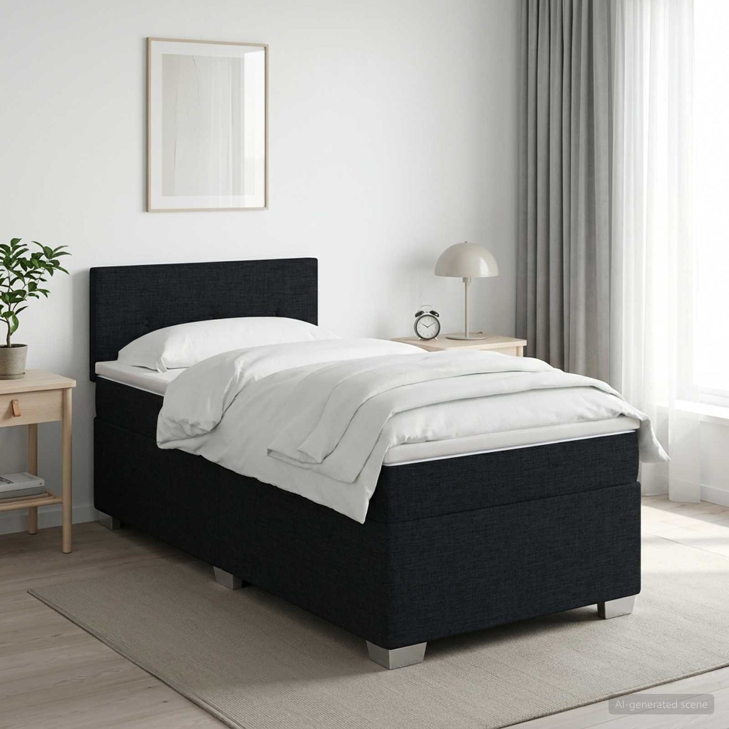 vidaXL Κρεβάτι box spring με στρώμα Μαύρο 80 x 200 cm Ύφασμα