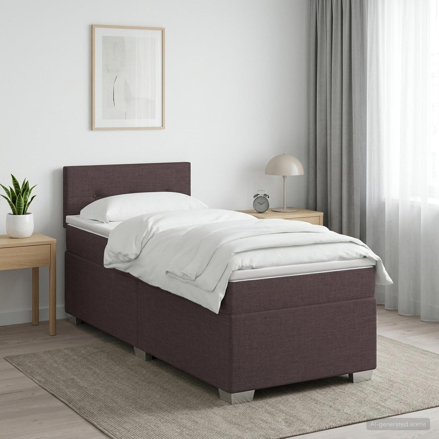 vidaXL Κρεβάτι box spring με στρώμα Σκούρο Καφέ 90 x 200 cm Ύφασμα