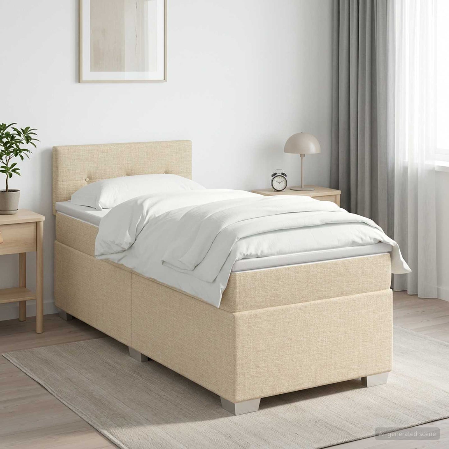 vidaXL Κρεβάτι box spring με στρώμα Κρεμ 80 x 200 cm Ύφασμα