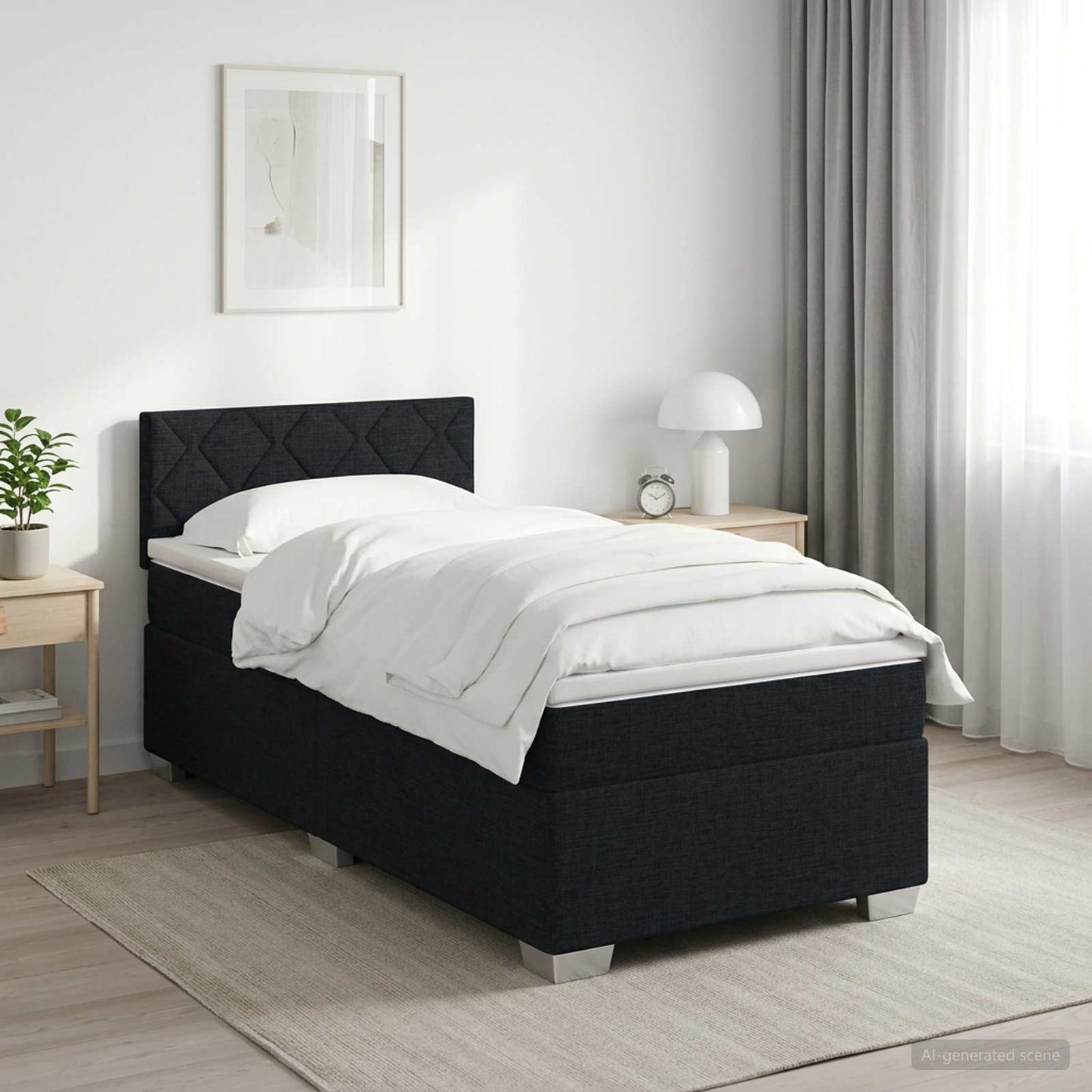 vidaXL Κρεβάτι box spring με στρώμα Μαύρο 80 x 200 cm Ύφασμα