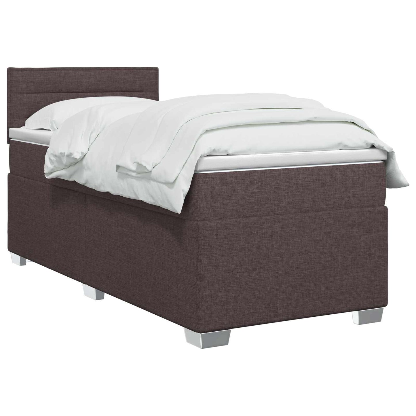 vidaXL Κρεβάτι box spring με στρώμα Σκούρο Καφέ 90 x 190 cm Ύφασμα