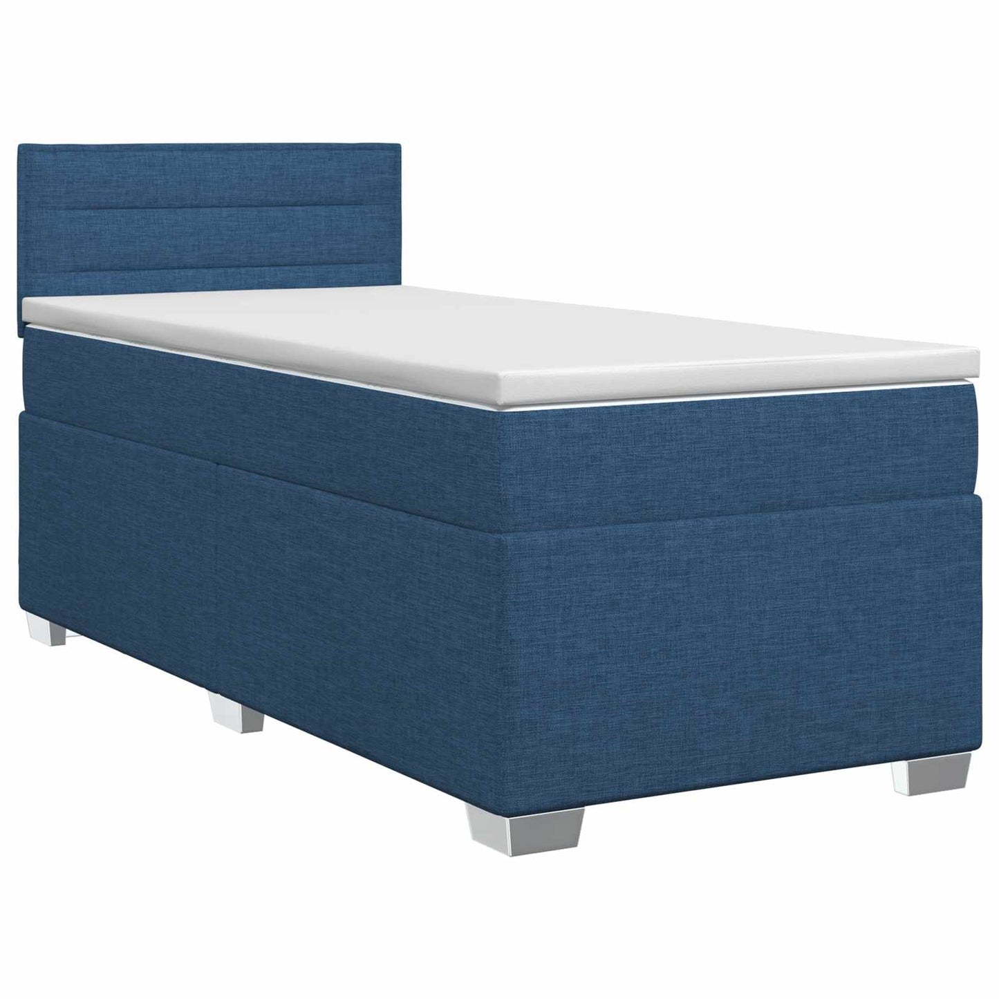 vidaXL Κρεβάτι box spring με στρώμα Μπλε 90 x 190 cm Ύφασμα