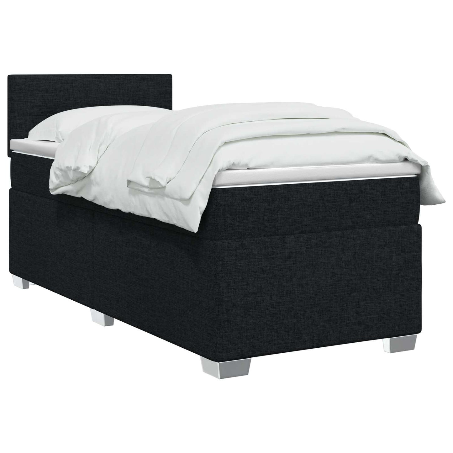 vidaXL Κρεβάτι box spring με στρώμα Μαύρο 90 x 190 cm Ύφασμα