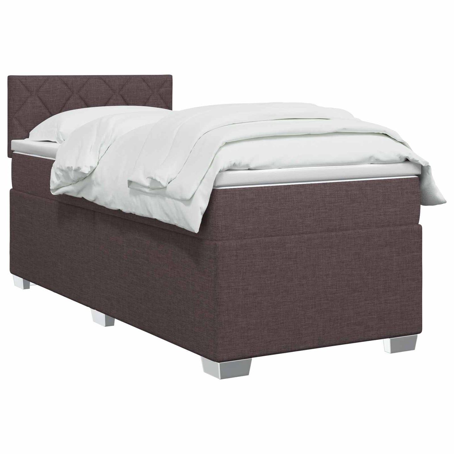 vidaXL Κρεβάτι box spring με στρώμα Σκούρο Καφέ 90 x 190 cm Ύφασμα