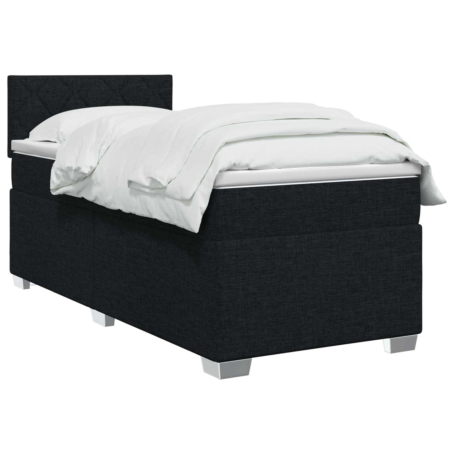 vidaXL Κρεβάτι box spring με στρώμα Μαύρο 90 x 200 cm Ύφασμα