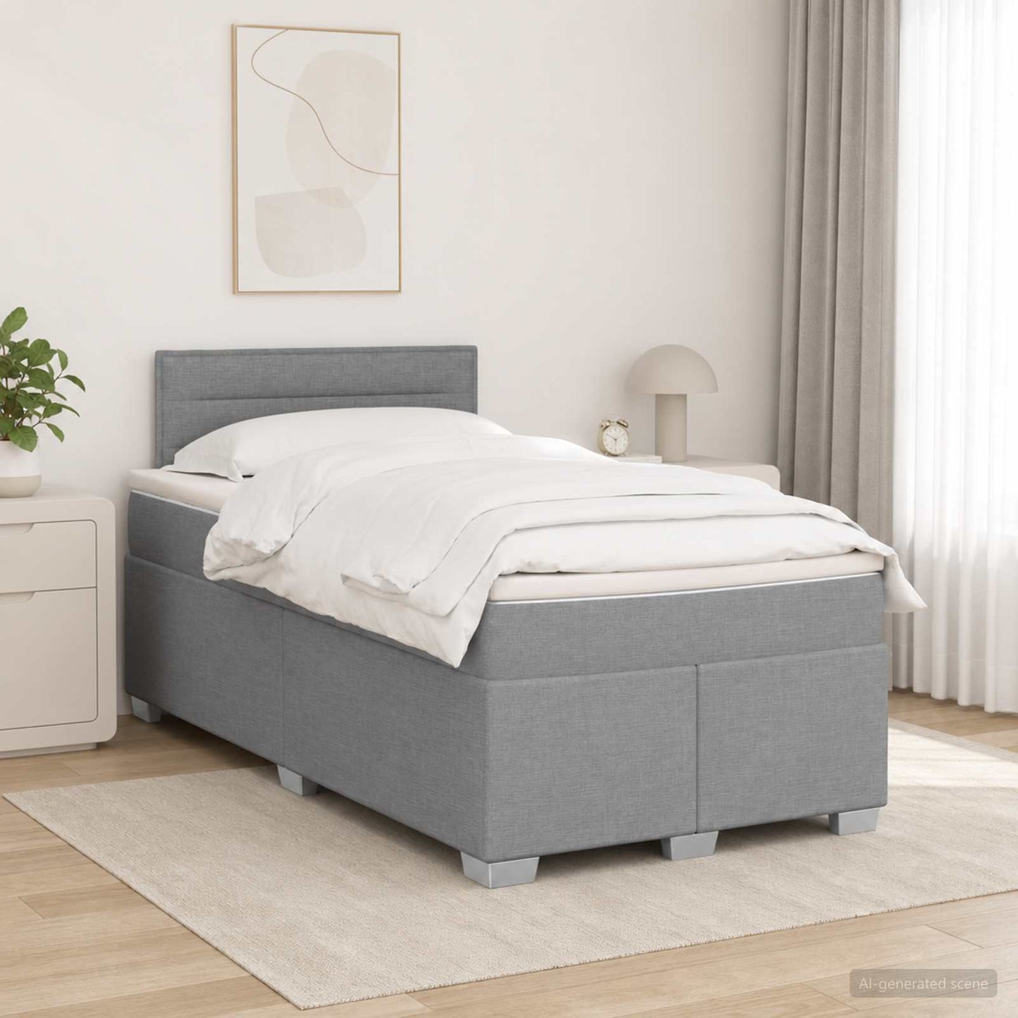 vidaXL Κρεβάτι box spring με στρώμα Ανοιχτό γκρι 120 x 200 cm Ύφασμα