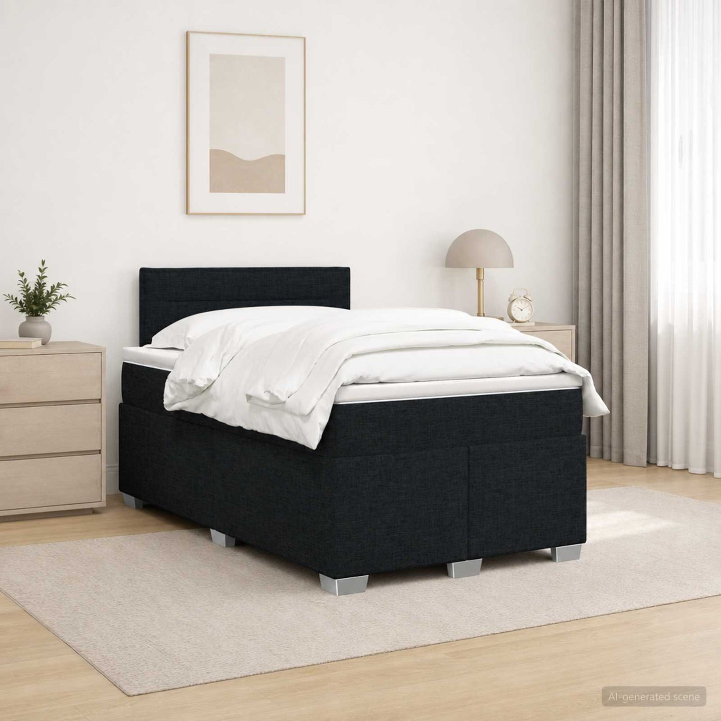 vidaXL Κρεβάτι box spring με στρώμα Μαύρο 120 x 190 cm Ύφασμα