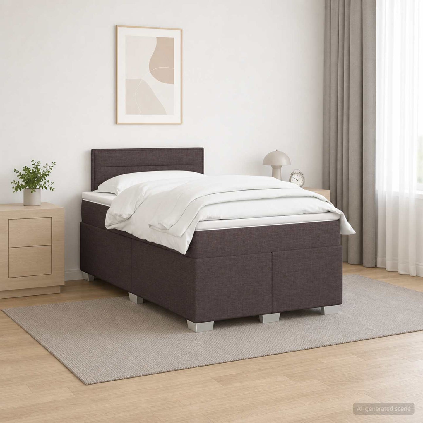 vidaXL Κρεβάτι box spring με στρώμα Σκούρο Καφέ 120 x 190 cm Ύφασμα