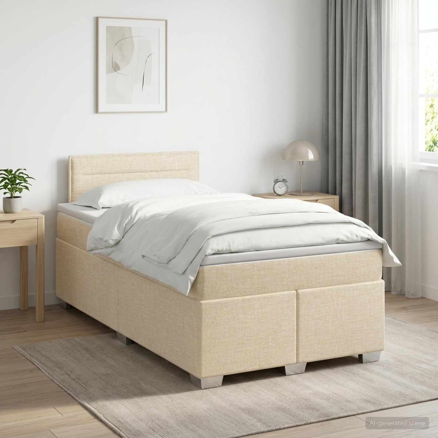vidaXL Κρεβάτι box spring με στρώμα Κρεμ 120 x 200 cm Ύφασμα