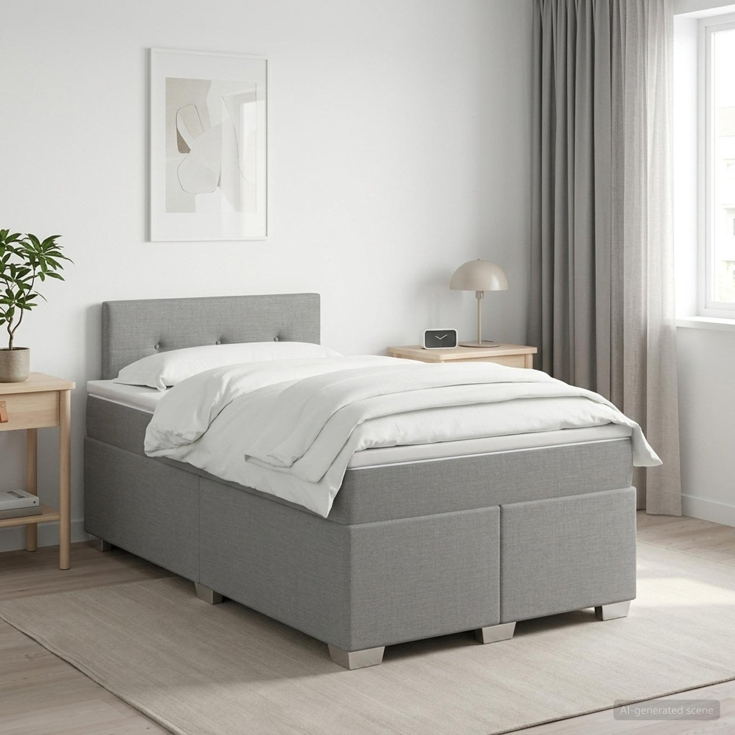 vidaXL Κρεβάτι box spring με στρώμα Ανοιχτό γκρι 120 x 190 cm Ύφασμα