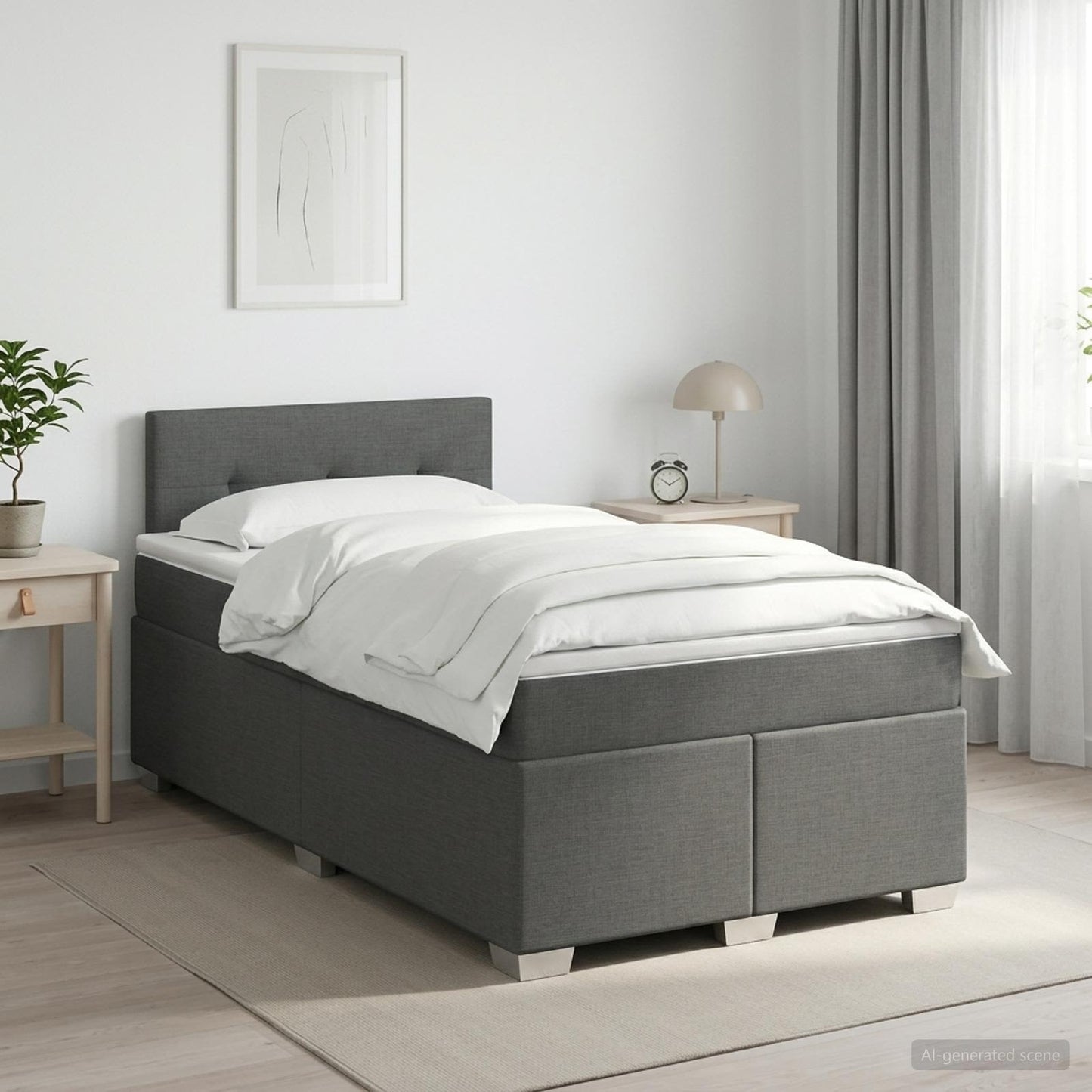 vidaXL Κρεβάτι box spring με στρώμα Σκούρο Γκρι 120 x 190 cm Ύφασμα
