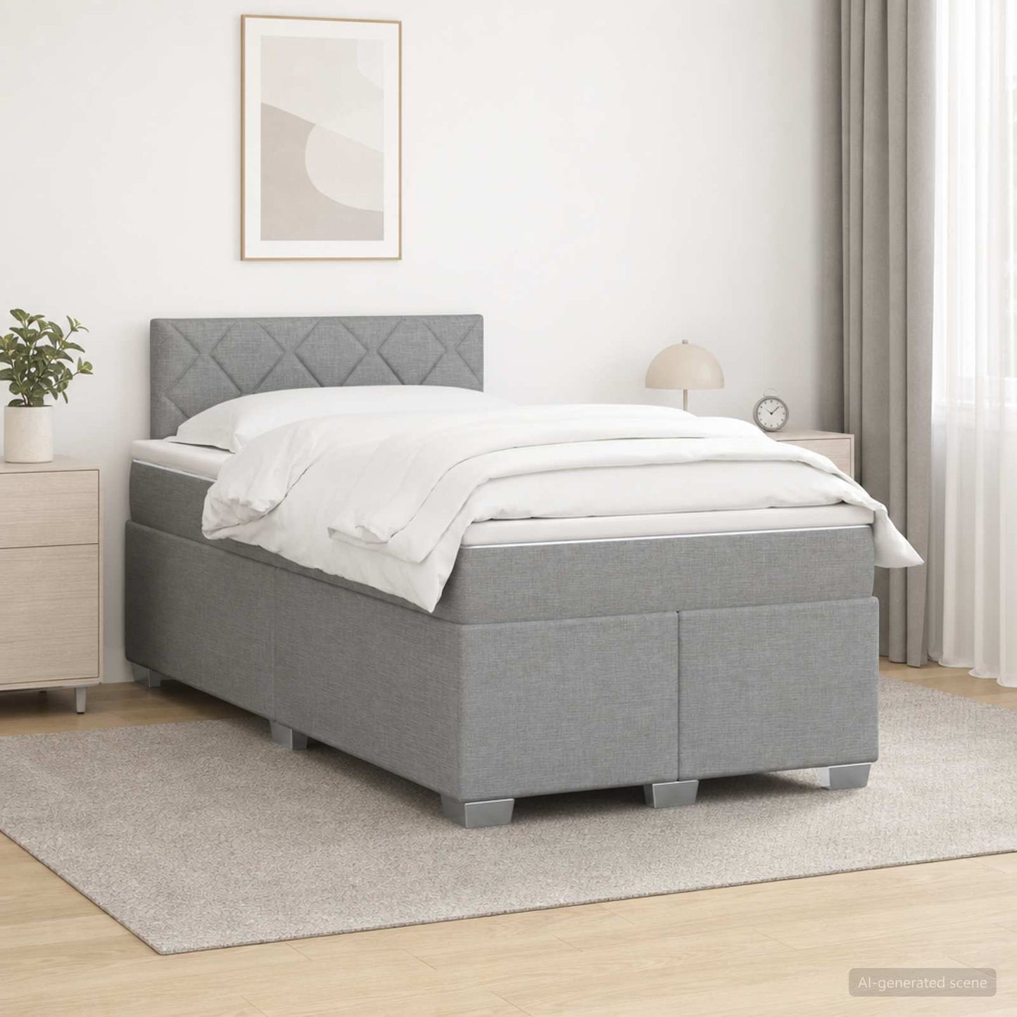 vidaXL Κρεβάτι box spring με στρώμα Ανοιχτό γκρι 120 x 200 cm Ύφασμα