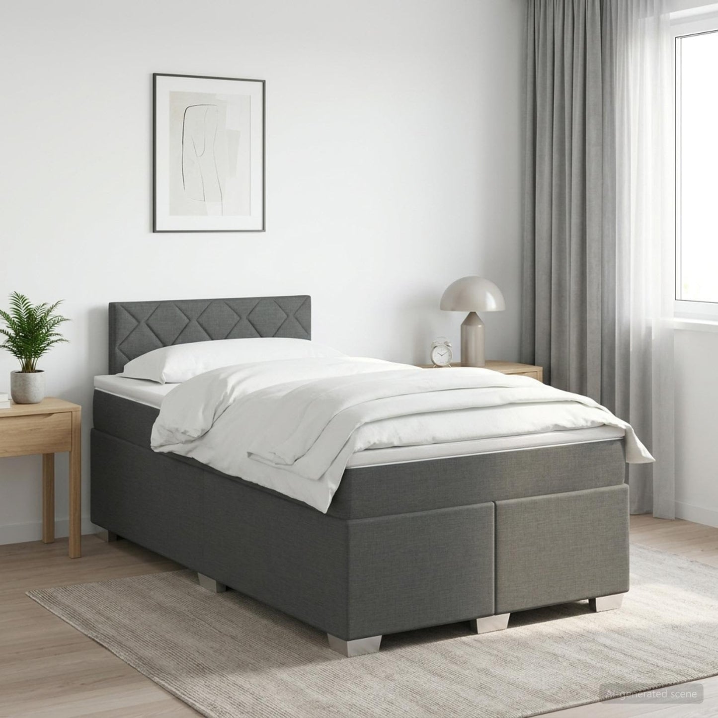 vidaXL Κρεβάτι box spring με στρώμα Σκούρο Γκρι 120 x 200 cm Ύφασμα