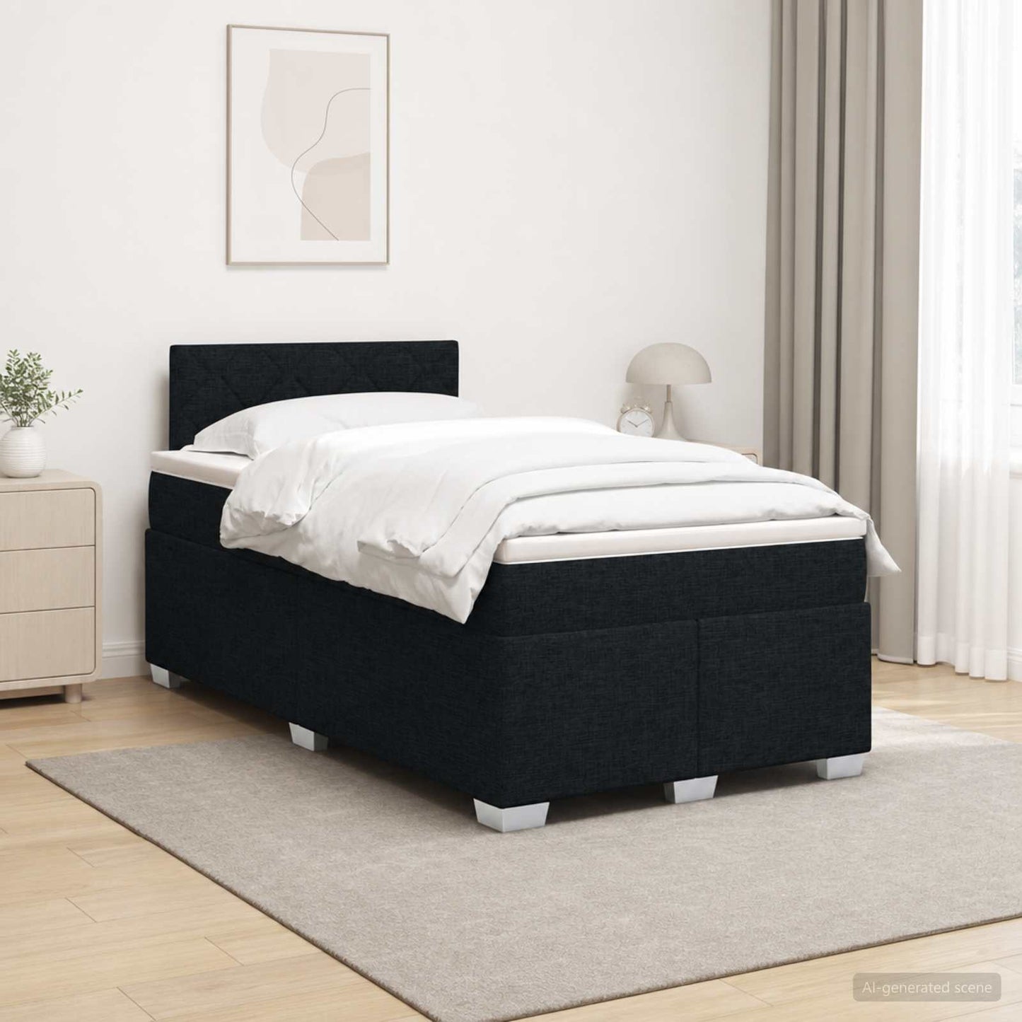 vidaXL Κρεβάτι box spring με στρώμα Μαύρο 120 x 200 cm Ύφασμα