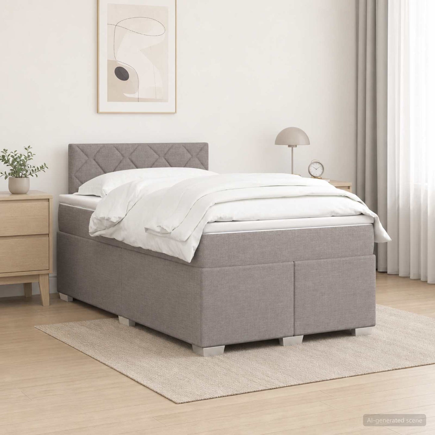 vidaXL Κρεβάτι box spring με στρώμα Taupe 120 x 200 cm Ύφασμα