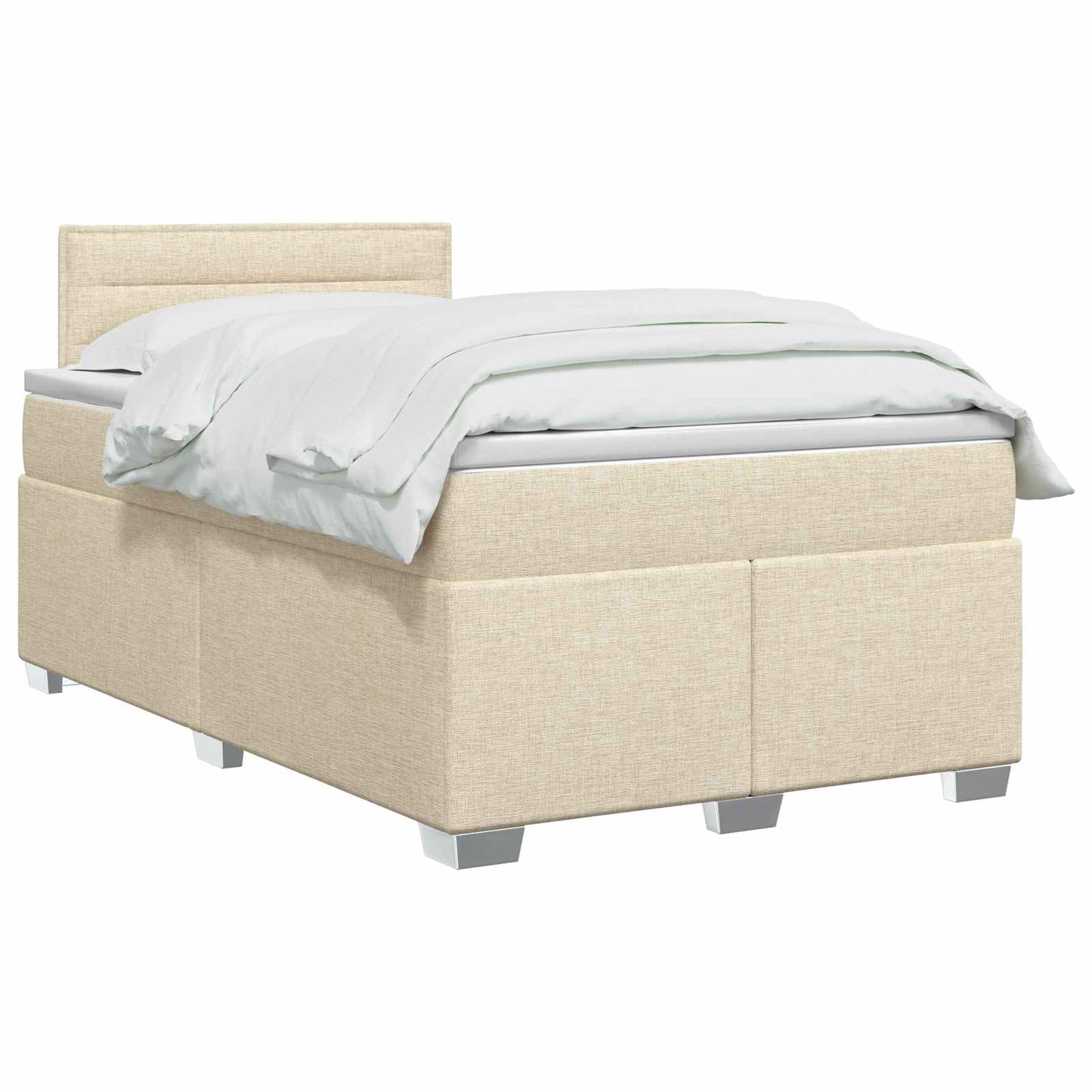 vidaXL Κρεβάτι box spring με στρώμα Κρεμ 120 x 200 cm Ύφασμα