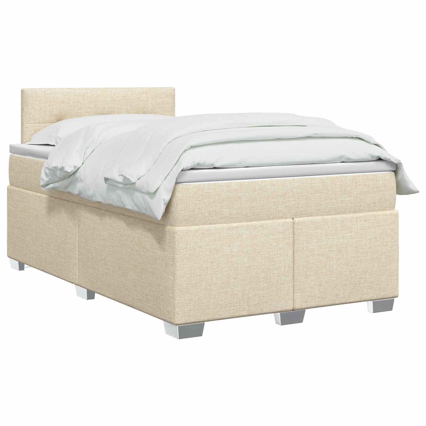 vidaXL Κρεβάτι box spring με στρώμα Κρεμ 120 x 200 cm Ύφασμα