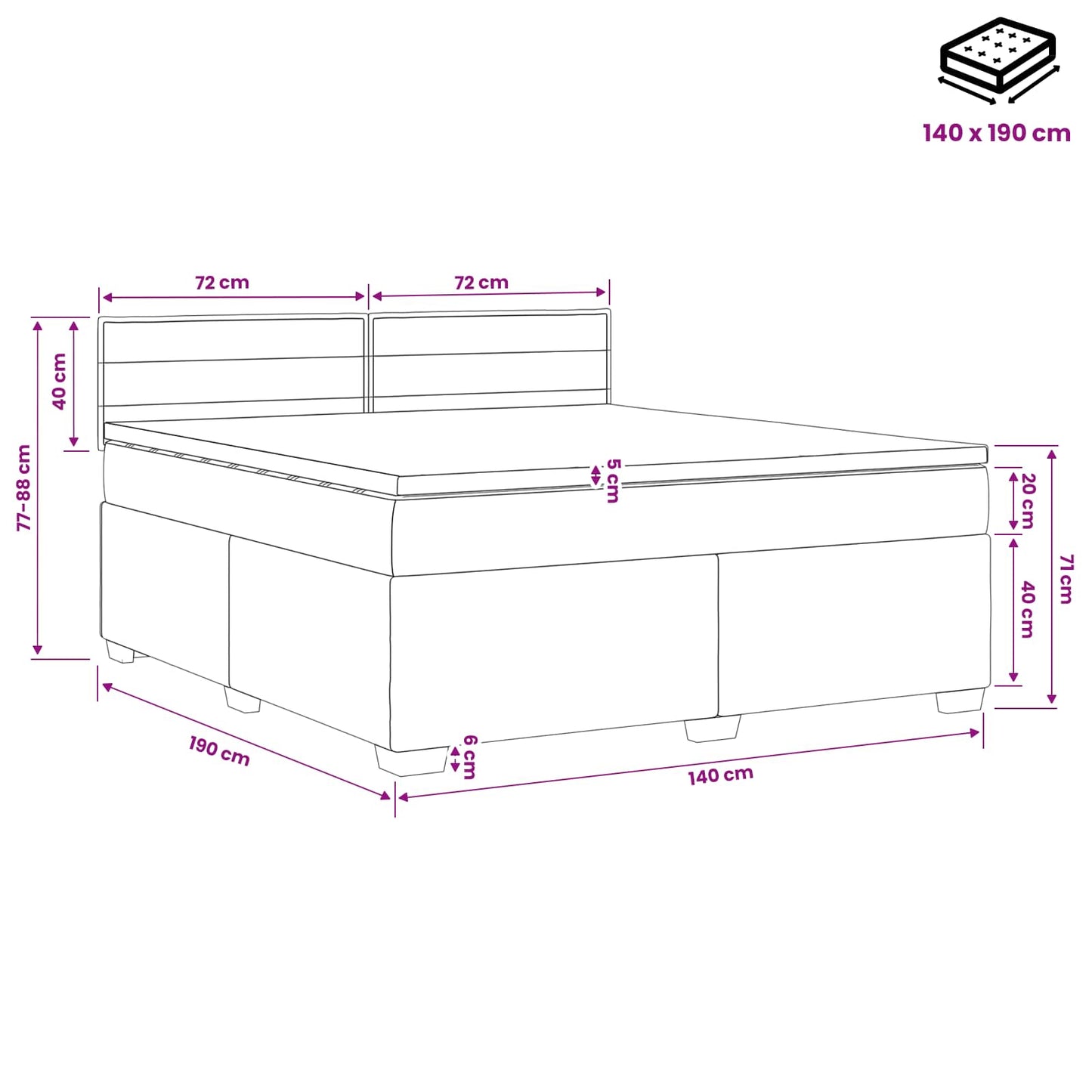 vidaXL Κρεβάτι box spring με στρώμα Ανοιχτό γκρι 140 x 190 cm Ύφασμα