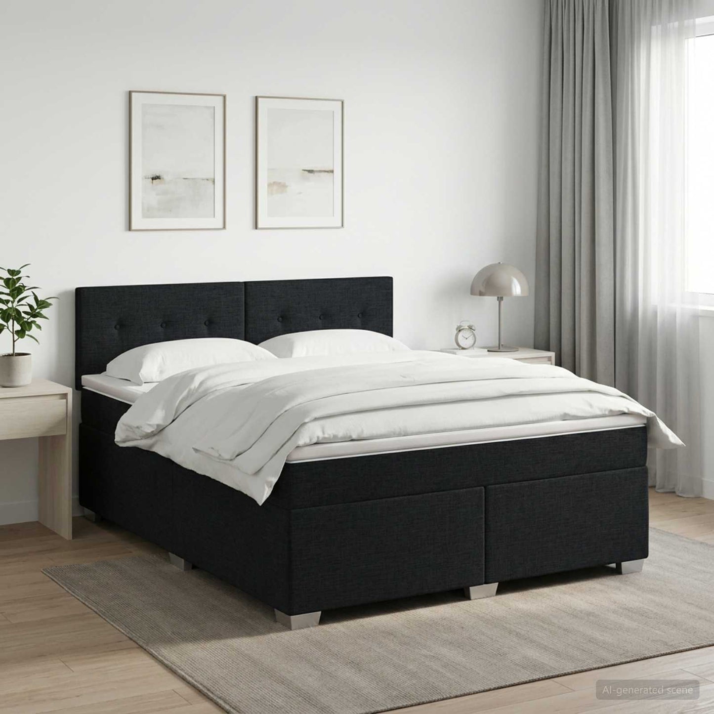 vidaXL Κρεβάτι box spring με στρώμα Μαύρο 180 x 200 cm Ύφασμα