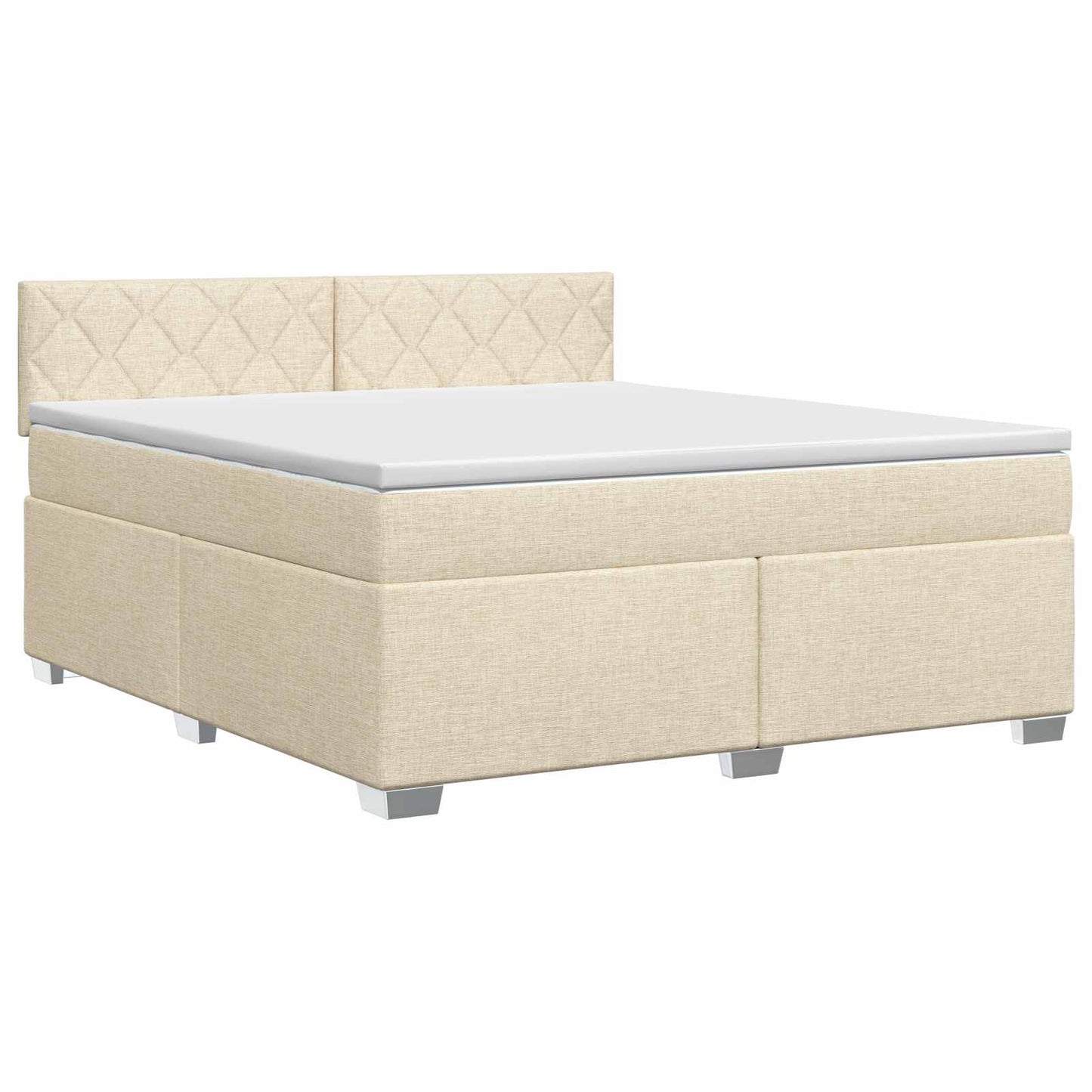 vidaXL Κρεβάτι box spring με στρώμα Κρεμ 160 x 200 cm Ύφασμα