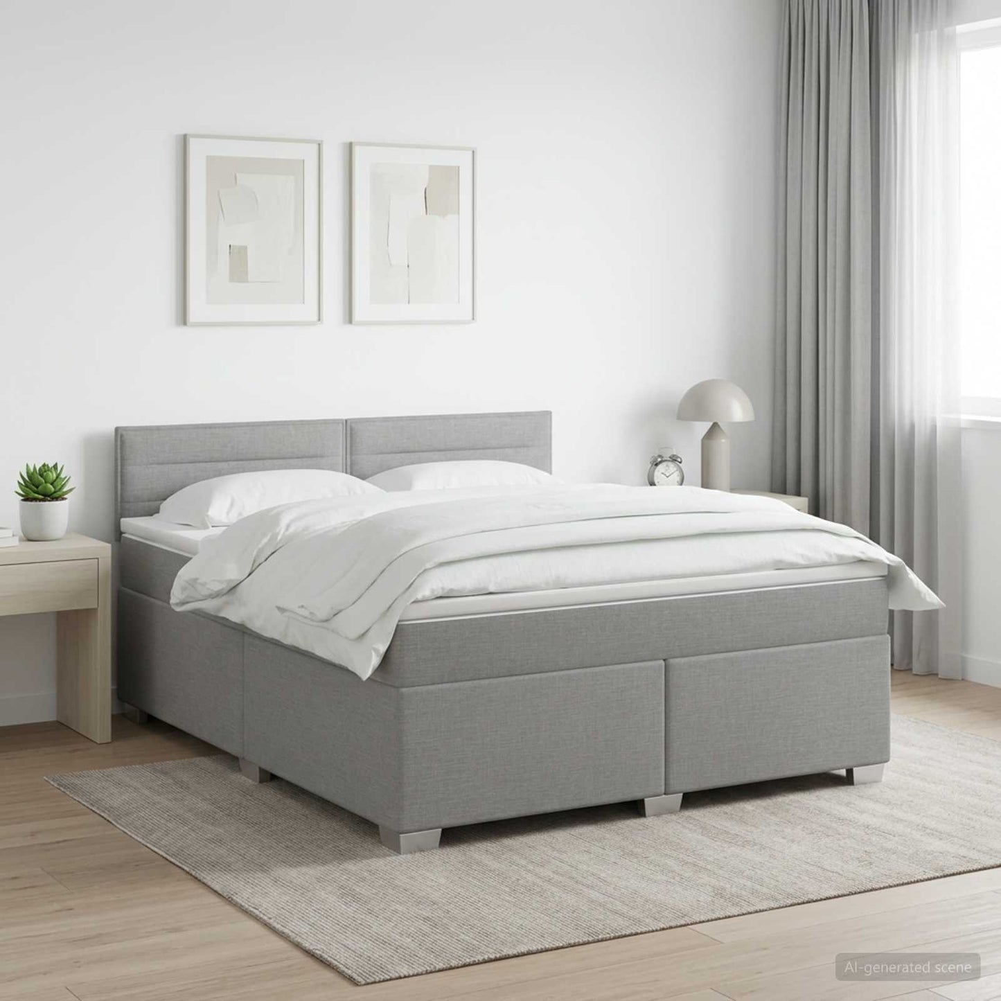 vidaXL Κρεβάτι box spring με στρώμα Ανοιχτό γκρι 140 x 200 cm Ύφασμα