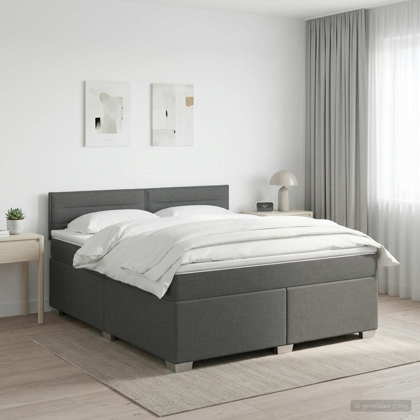 vidaXL Κρεβάτι box spring με στρώμα Σκούρο Γκρι 140 x 190 cm Ύφασμα