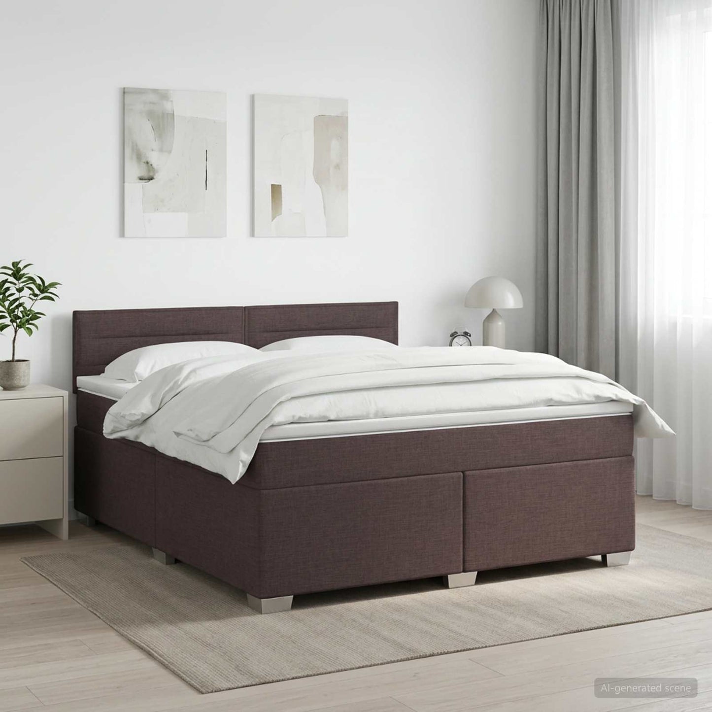 vidaXL Κρεβάτι box spring με στρώμα Σκούρο Καφέ 180 x 200 cm Ύφασμα