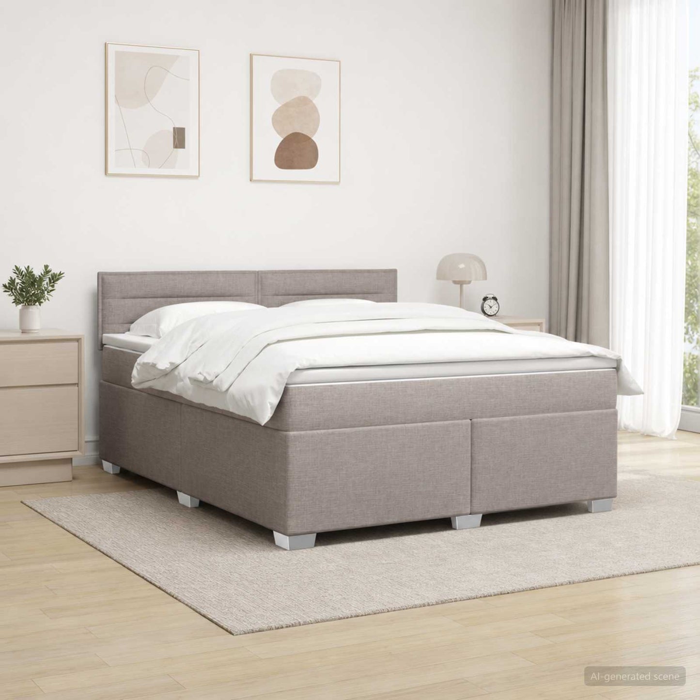 vidaXL Κρεβάτι box spring με στρώμα Taupe 140 x 200 cm Ύφασμα
