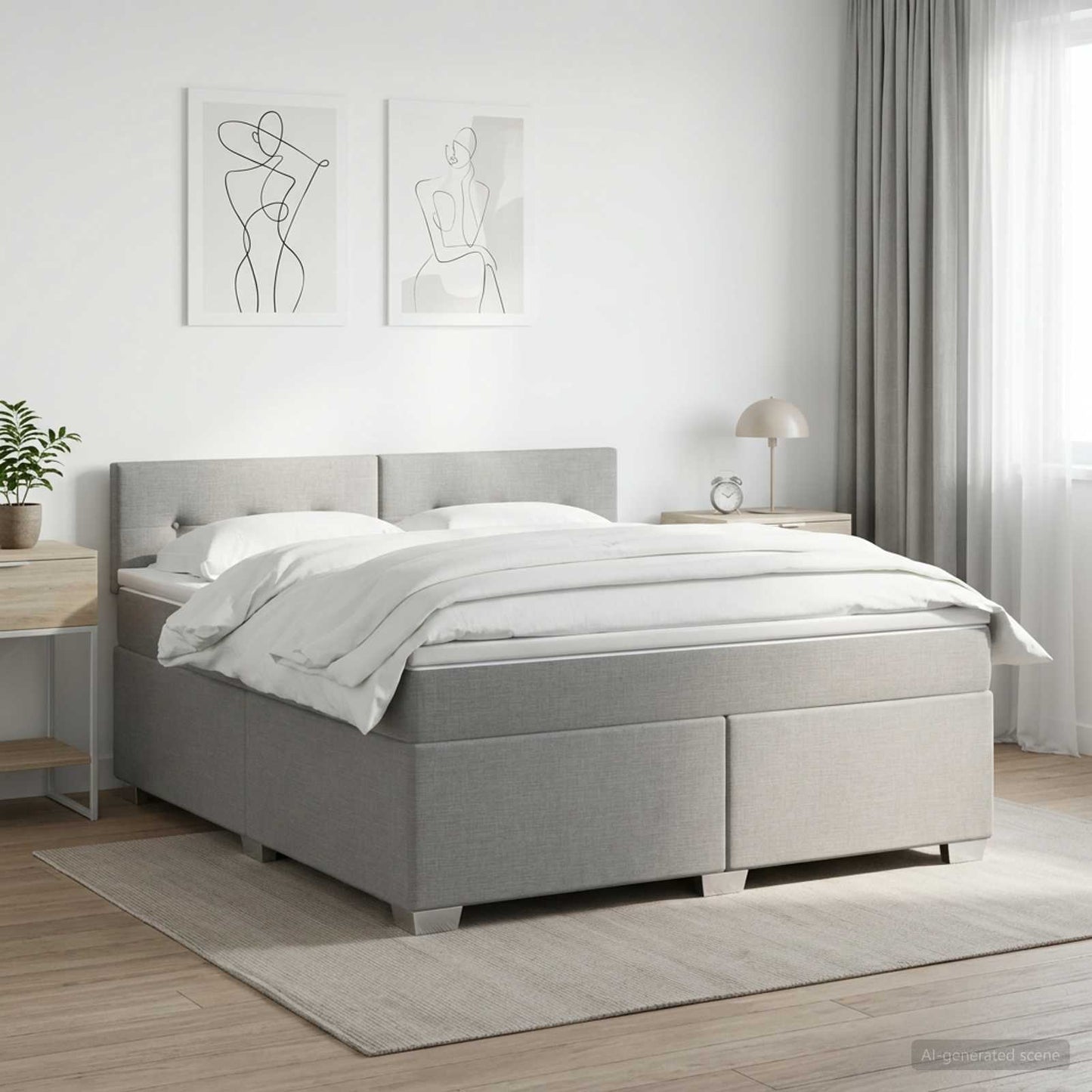 vidaXL Κρεβάτι box spring με στρώμα Ανοιχτό γκρι 140 x 190 cm Ύφασμα