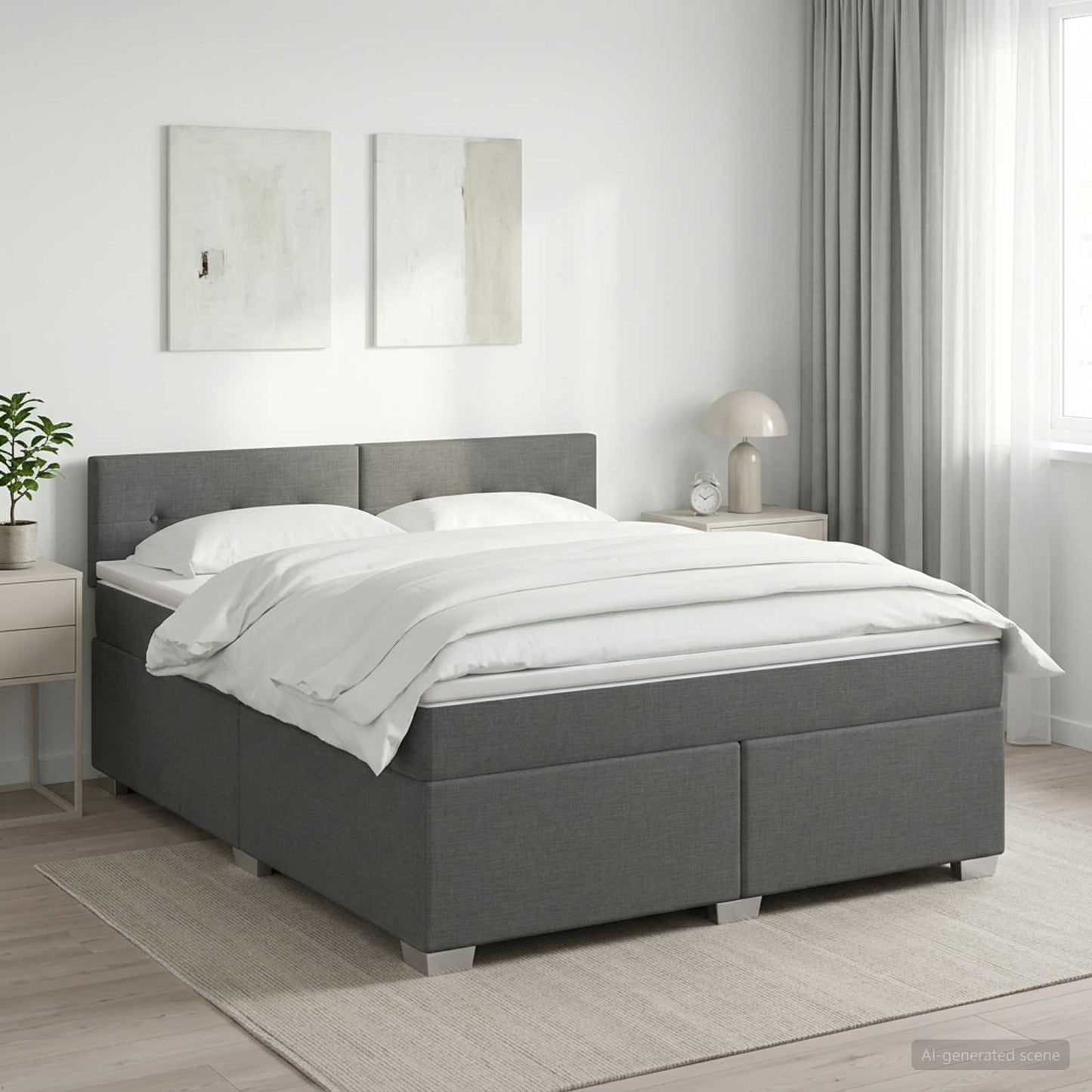 vidaXL Κρεβάτι box spring με στρώμα Σκούρο Γκρι 160 x 200 cm Ύφασμα