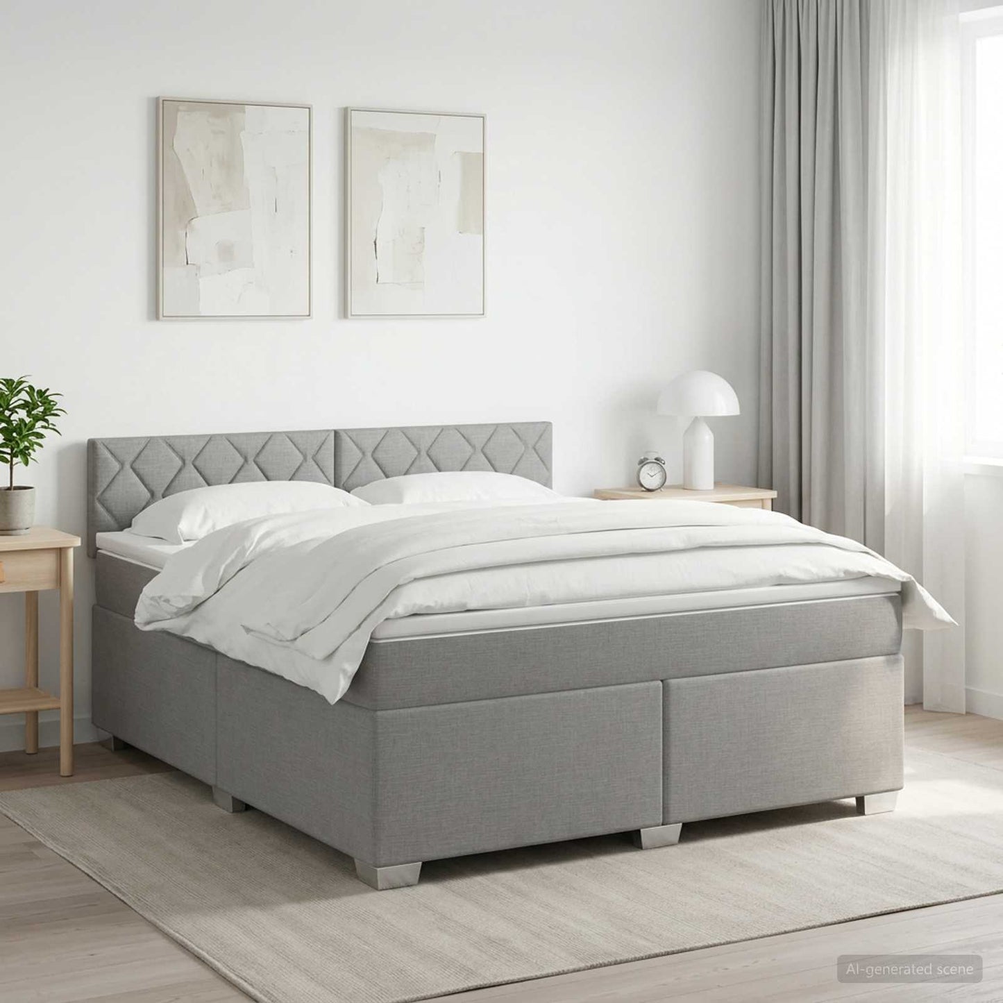 vidaXL Κρεβάτι box spring με στρώμα Ανοιχτό γκρι 140 x 200 cm Ύφασμα